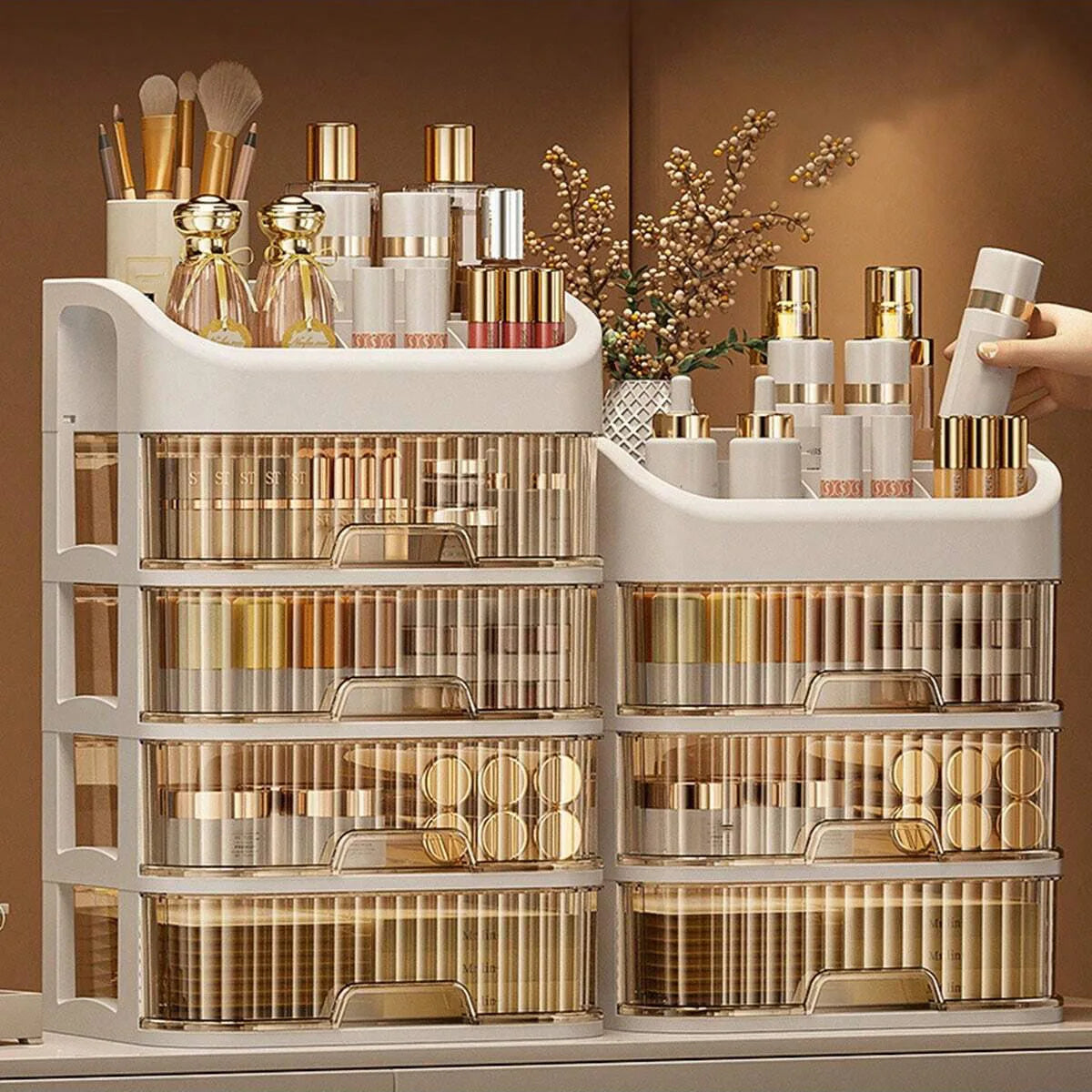 Clear Stacked Makeup Organizer- Space-Saving Beauty Storage Must-Have