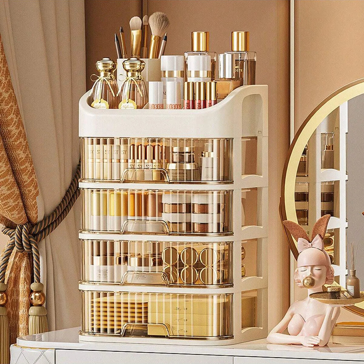 Clear Stacked Makeup Organizer- Space-Saving Beauty Storage Must-Have