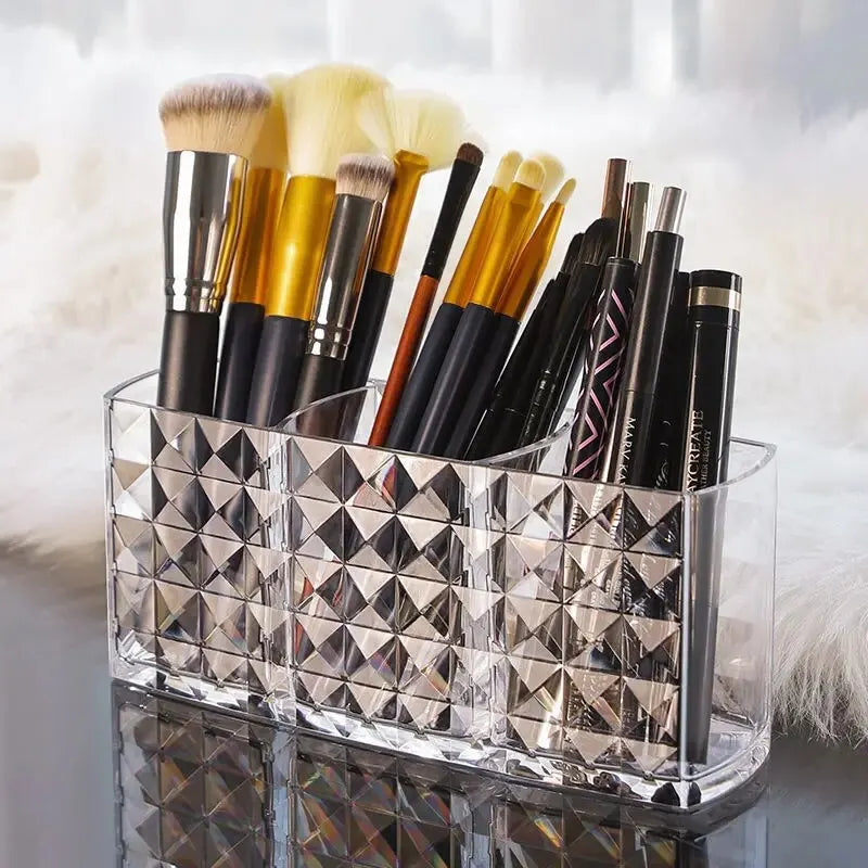 Crystal-Look Small Makeup Organizer- Elegant Vanity Storage for Everyday Beauty