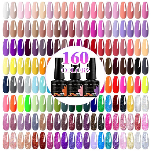 160 Colors Gel Nail Polish Kit- Professional UV/LED Soak Off Gel Set, Long Lasting Nail Art Kit for Home Salon Use