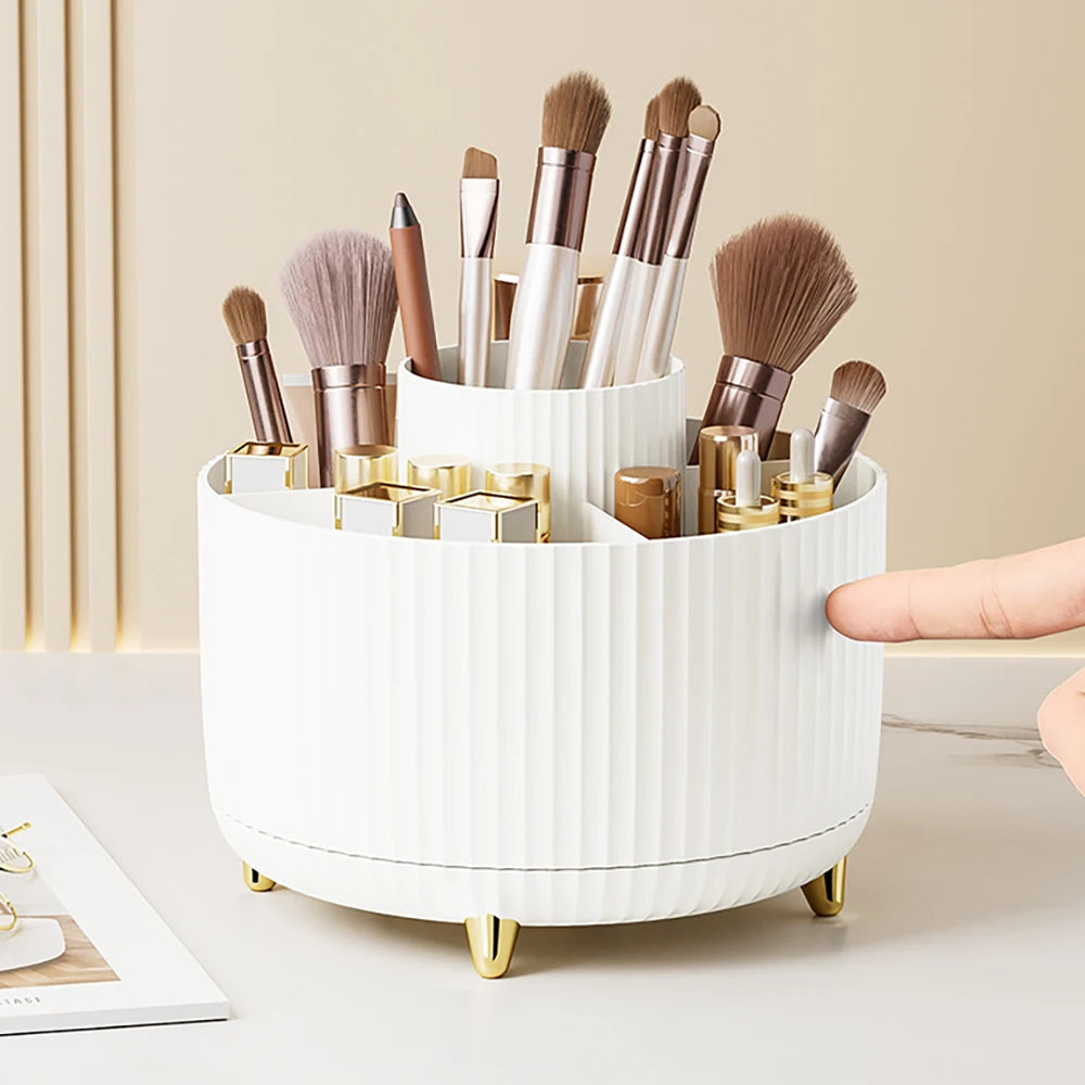 Spinning Makeup Brush Organizer- 360 Rotating Beauty Storage Essential