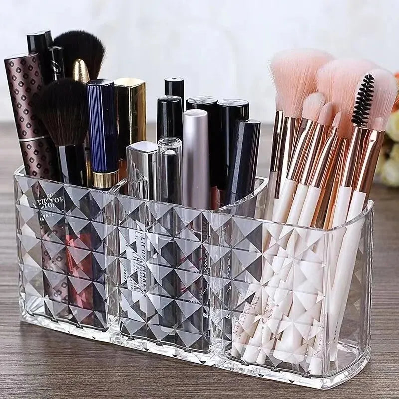 Crystal-Look Small Makeup Organizer- Elegant Vanity Storage for Everyday Beauty