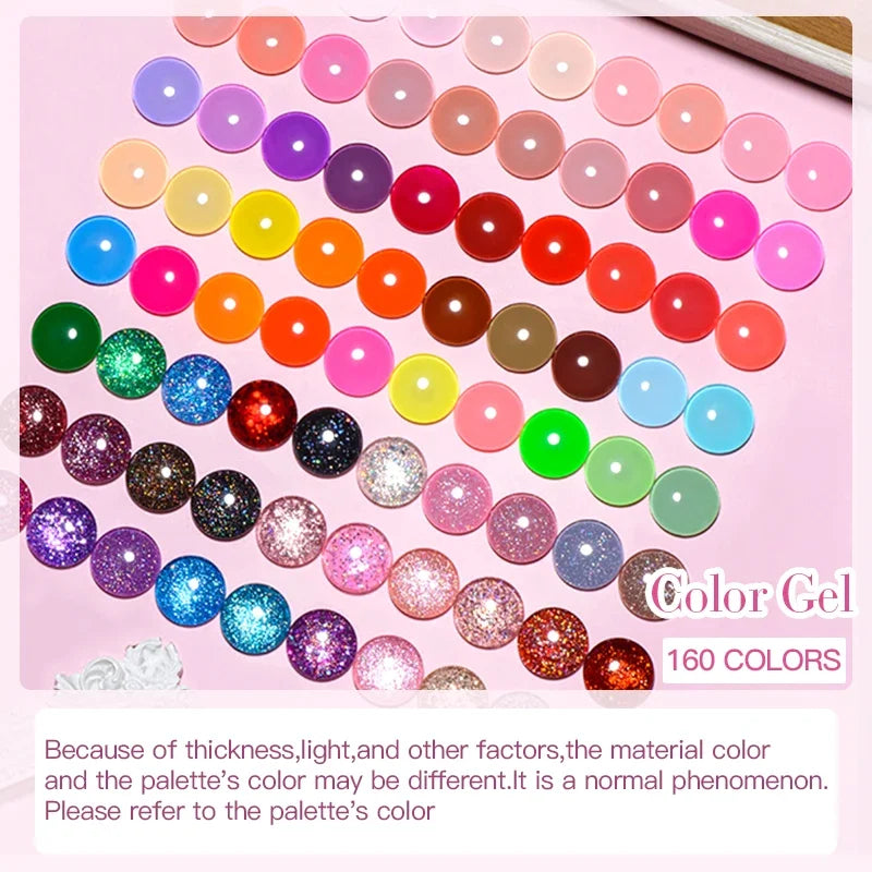 160 Colors Gel Nail Polish Kit- Professional UV/LED Soak Off Gel Set, Long Lasting Nail Art Kit for Home Salon Use
