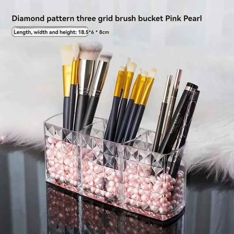 Crystal-Look Small Makeup Organizer- Elegant Vanity Storage for Everyday Beauty