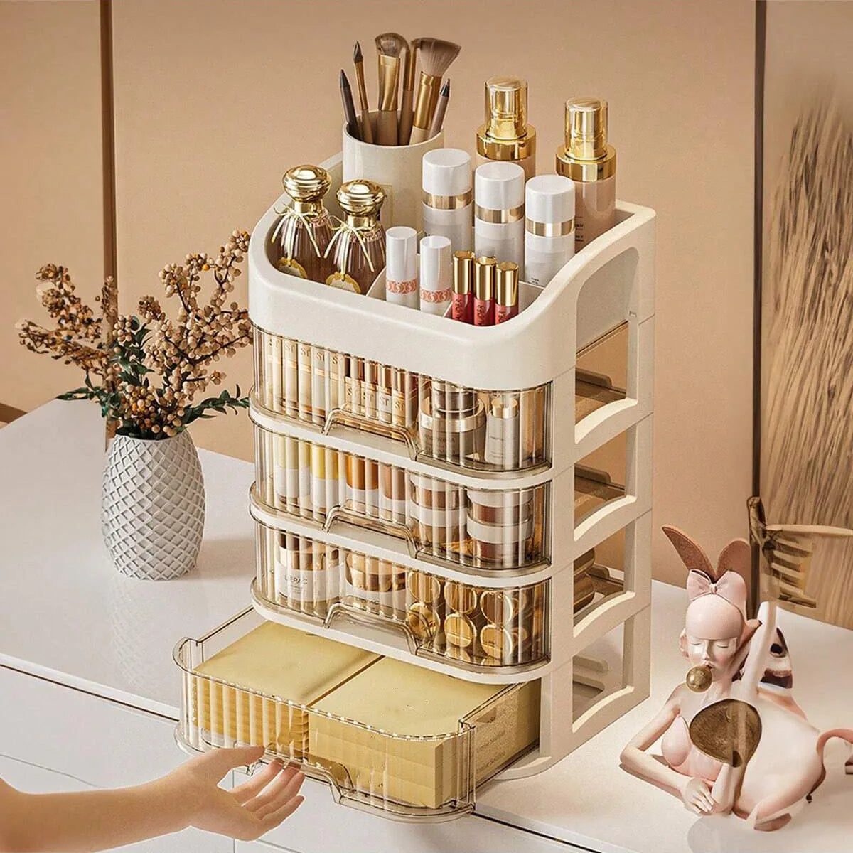 Clear Stacked Makeup Organizer- Space-Saving Beauty Storage Must-Have
